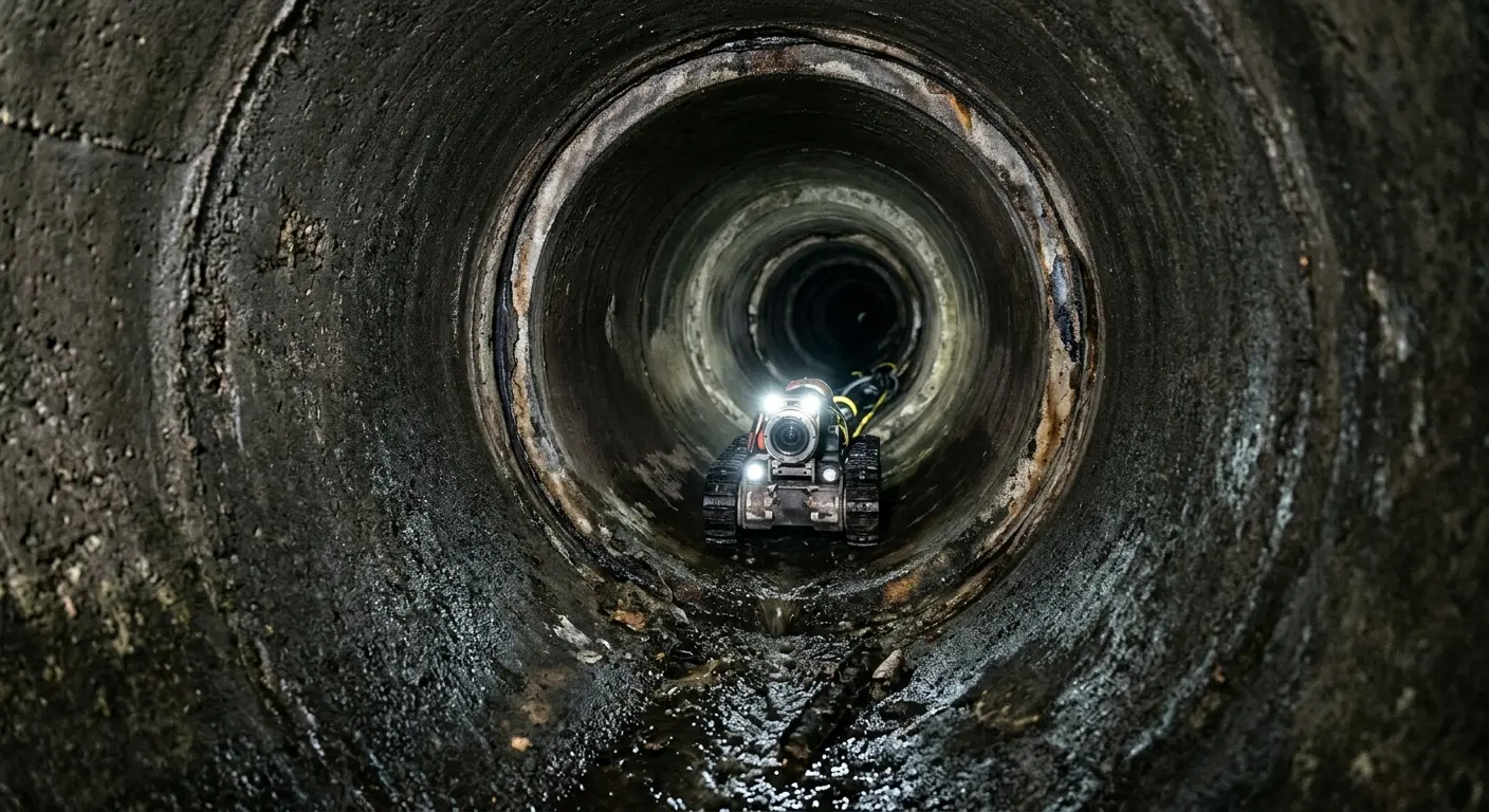 Robotic sewer camera inspecting pipe interior for Sewer Line Repair in Valley Park